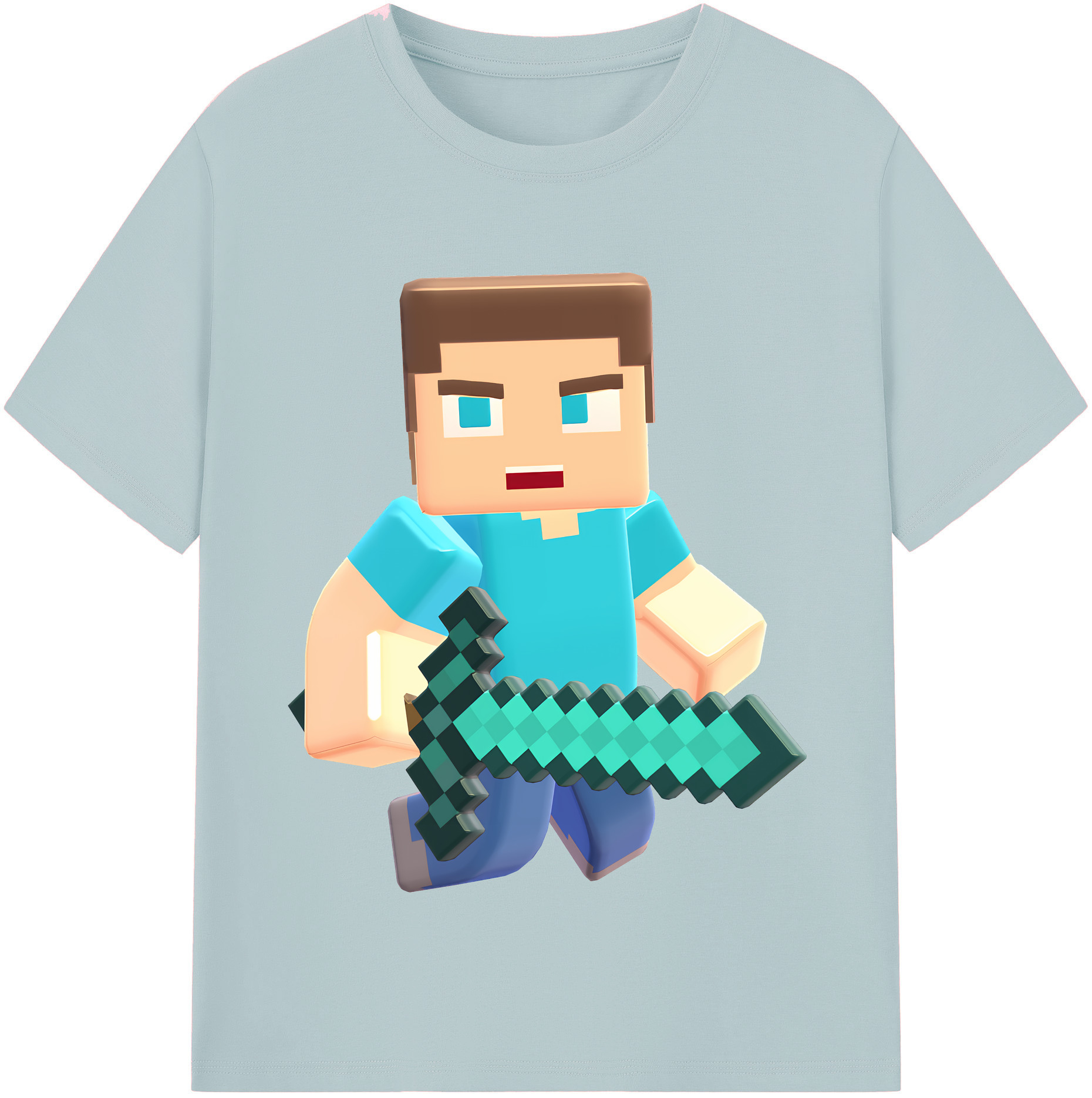（画像用） マインクラフト ブロックの世界 Minecraft MC Block world 綿100％半袖Tシャツ（フロントプリント）